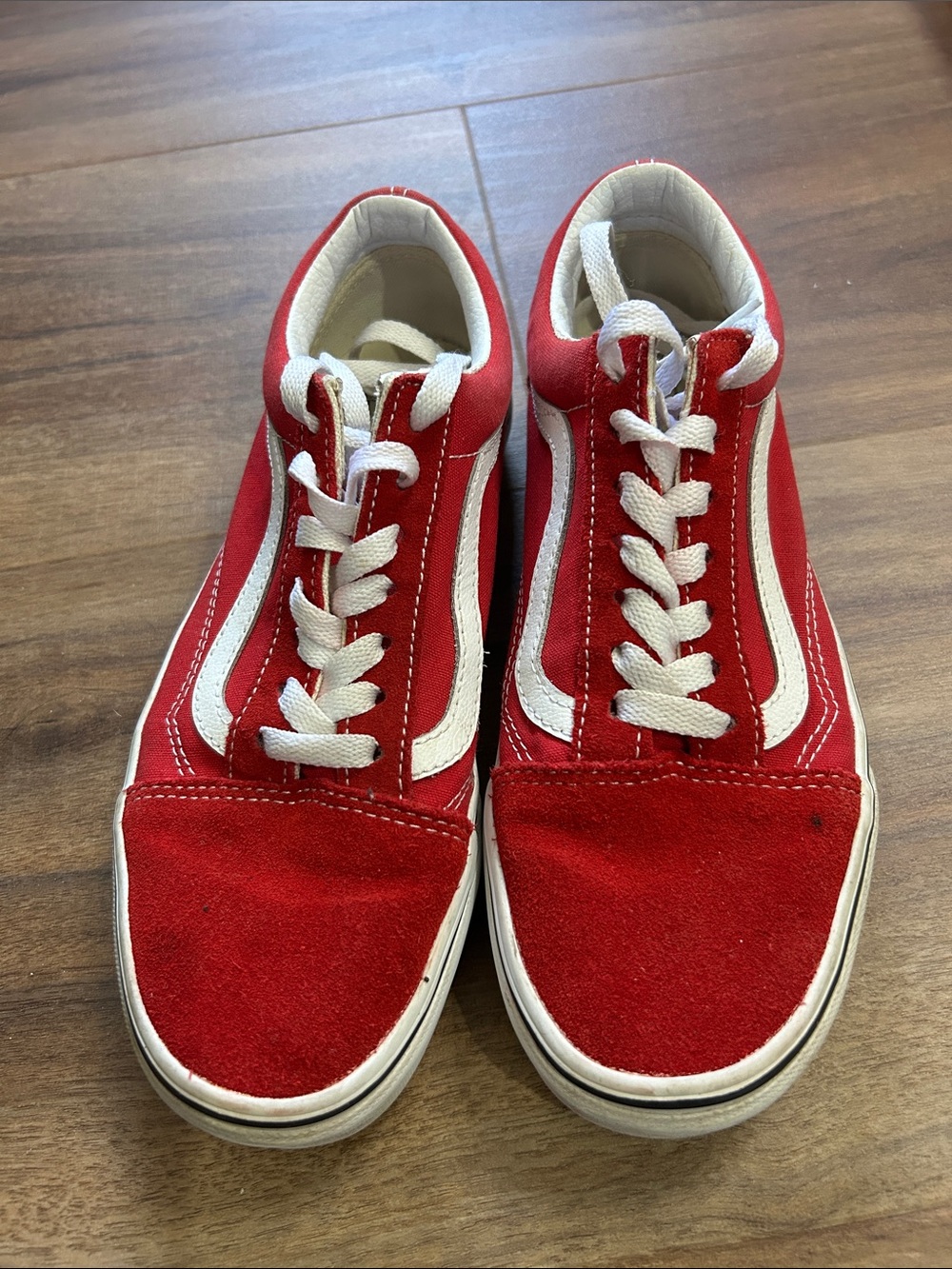 Vans Red Canvas Skate Sneakers with White Accent